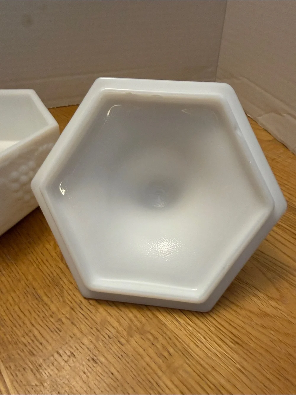 Hexagonal White Ceramic Trinket Dish with Embossed Monogram